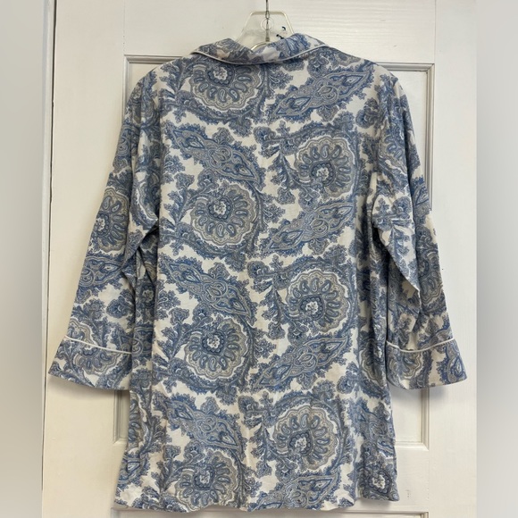 Lauren Ralph Lauren Womens Blue Paisley Print 3/4 Sleeve Pajama Top Size L - Picture 5 of 9